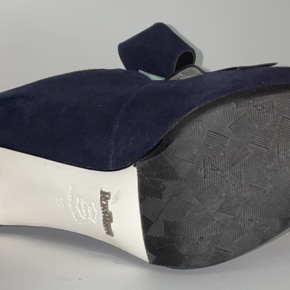 Ron White, Navy Blue suede (39), made in Italy, heels with bow - Picture 6 of 9